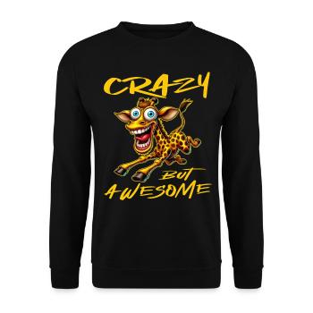 Crazy but Awesome Giraffe Comic Stil - Unisex Pullover - Schwarz - Vorne - Alina (178cm) & Michal (187cm)