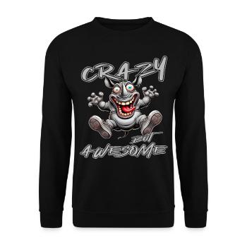 Crazy but Awesome Nashorn Comic Stil - Unisex Pullover - Schwarz - Vorne - Alina (178cm) & Michal (187cm)