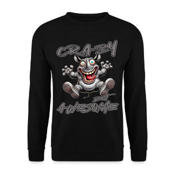 Crazy but Awesome Nashorn Comic Stil - Unisex Pullover - Schwarz - Vorne - Alina (178cm) & Michal (187cm)