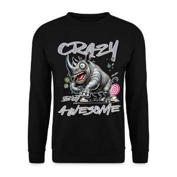 Crazy but Awesome Nashorn Comic Stil - Unisex Pullover - Schwarz - Vorne - Alina (178cm) & Michal (187cm)