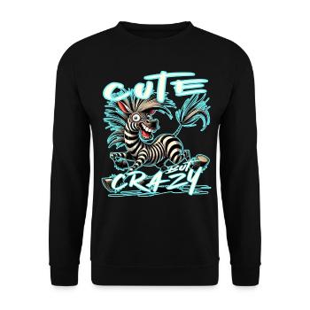 Motif drôle de bande dessinée de zèbre mignon mais fou - Sweat-shirt Unisexe - noir - Devant - Alina (178cm) & Michal (187cm)