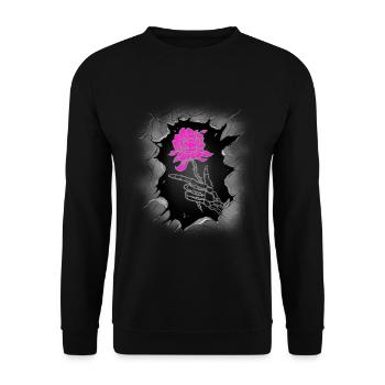 Halloween Fleur Rose Roses Squelette Mort - Sweat-shirt Unisexe - noir - Devant - Alina (178cm) & Michal (187cm)