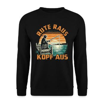 Angeln Angler Fischer Fischen Angel Spruch - Unisex Pullover - Schwarz - Vorne - Alina (178cm) & Michal (187cm)