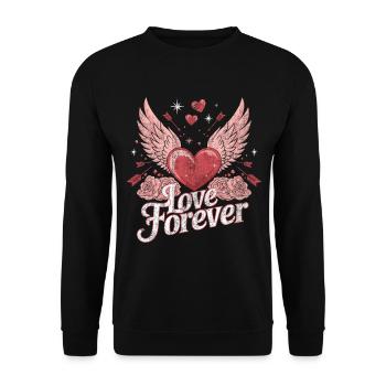 Love Forever – Romantisches Valentinstag Design - Unisex Pullover - Schwarz - Vorne - Alina (178cm) & Michal (187cm)