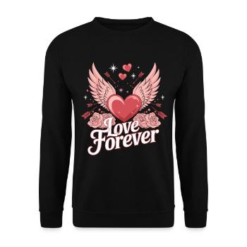 Love Forever – Romantisches Valentinstag Design - Unisex Pullover - Schwarz - Vorne - Alina (178cm) & Michal (187cm)