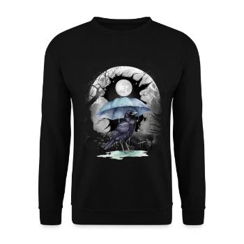 Halloween, oiseau, corbeau, corbeau, corbeau, forêt, lune - Sweat-shirt Unisexe - noir - Devant - Alina (178cm) & Michal (187cm)