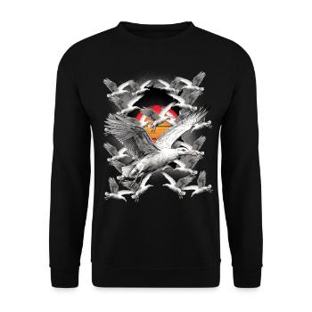 Küste Sonnenuntergang Möwe Möwen Seevögel - Unisex Pullover - Schwarz - Vorne - Alina (178cm) & Michal (187cm)