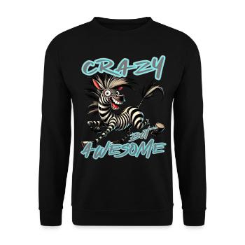 Crazy but Awesome Zebra Comic Style - Unisex Sweatshirt - black - Front - Alina (178cm) & Michal (187cm)