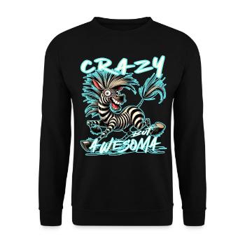 Crazy but Awesome Zebra Comic Stilb - Unisex Sweatshirt - black - Front - Alina (178cm) & Michal (187cm)