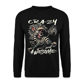 Crazy but Awesome Zebra Comic Style - Unisex Sweatshirt - black - Front - Alina (178cm) & Michal (187cm)
