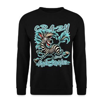 Verrücktes Zebra Lieber durchgeknallt als einer vo - Unisex Pullover - Schwarz - Vorne - Alina (178cm) & Michal (187cm)