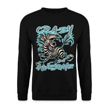 Crazy but Awesome Zebra Comic Style - Unisex Sweatshirt - black - Front - Alina (178cm) & Michal (187cm)