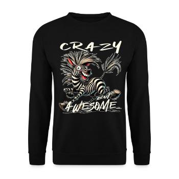 Crazy but Awesome Zebra Comic Style - Unisex Sweatshirt - black - Front - Alina (178cm) & Michal (187cm)