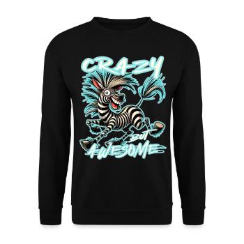 Crazy but Awesome Zebra Comic Style - Unisex Sweatshirt - black - Front - Alina (178cm) & Michal (187cm)