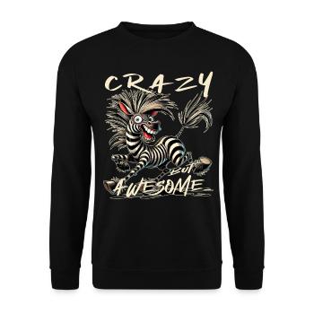 Crazy but Awesome Zebra Comic Style - Unisex Sweatshirt - black - Front - Alina (178cm) & Michal (187cm)
