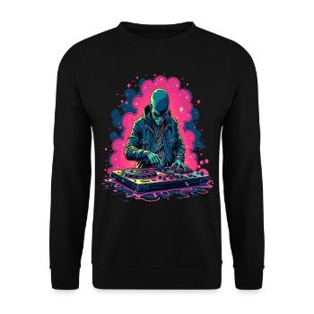Alien Extraterrestrial DJ Music - Unisex Sweatshirt - black - Front - Alina (178cm) & Michal (187cm)