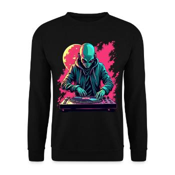 Alien Extraterrestrial DJ Music - Unisex Sweatshirt - black - Front - Alina (178cm) & Michal (187cm)