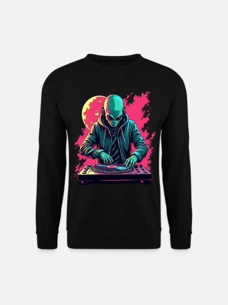 Alien Ausserirdischer DJ Musik - Unisex Pullover - Schwarz