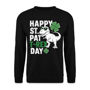 Happy St. Pat T-Rex Day Dinosaur T-Rex Shamrocks - Unisex Sweatshirt - black - Front - Alina (178cm) & Michal (187cm)