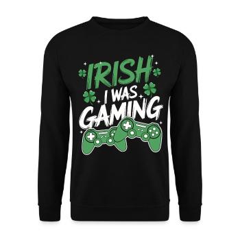 Irish I Was Gaming St Patrick's Day Gamer Men kids - Unisex Sweatshirt - black - Front - Alina (178cm) & Michal (187cm)