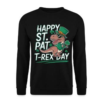 Happy St. Pat T-Rex Day Dinosaur T-Rex Shamrocks - Unisex Sweatshirt - black - Front - Alina (178cm) & Michal (187cm)