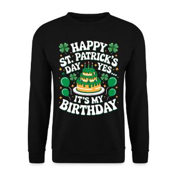 St. Patrick’s Day Birthday Cake Shamrock Men Women - Unisex Pullover - Schwarz - Vorne - Alina (178cm) & Michal (187cm)