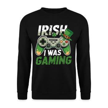 Irish I Was Gaming St Patrick's Day Gamer Men kids - Unisex Sweatshirt - black - Front - Alina (178cm) & Michal (187cm)