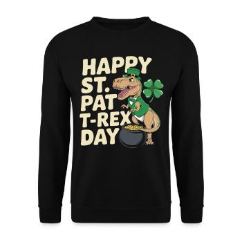 Happy St. Pat T-Rex Day Dinosaur T-Rex Shamrocks - Unisex Sweatshirt - black - Front - Alina (178cm) & Michal (187cm)