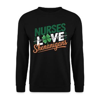 Nurses Heartbeat Love Shenanigans St. Patrick's - Unisex Pullover - Schwarz - Vorne - Alina (178cm) & Michal (187cm)