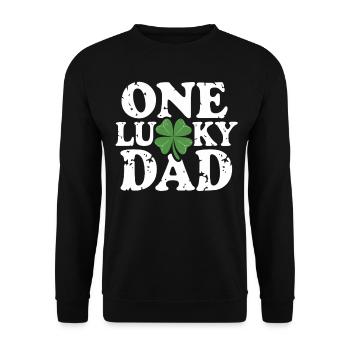 One Lucky Dad St Patrick Day Vintage Clover Daddy - Unisex Pullover - Schwarz - Vorne - Alina (178cm) & Michal (187cm)