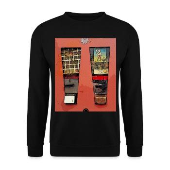 Retro chewing gum machine in comic look - Unisex Sweatshirt - black - Front - Alina (178cm) & Michal (187cm)