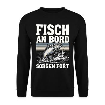 Angeln Angler Fischer Fischen Angel Spruch - Unisex Pullover - Schwarz - Vorne - Alina (178cm) & Michal (187cm)
