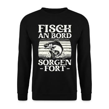 Angeln Angler Fischer Fischen Angel Spruch - Unisex Pullover - Schwarz - Vorne - Alina (178cm) & Michal (187cm)