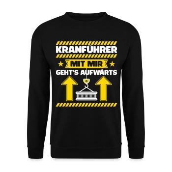 Kranführer - Mit Mir Geht's Aufwärts | Beruf - Unisex Pullover - Schwarz - Vorne - Alina (178cm) & Michal (187cm)