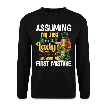 Assuming I m Just An Old Lady Was your First Mista - Unisex Sweatshirt - black - Front - Alina (178cm) & Michal (187cm)