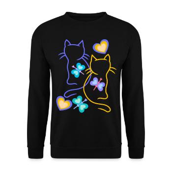 Chats, Chat, Printemps, Papillons, Enfants, Enfant - Sweat-shirt Unisexe - noir - Devant - Alina (178cm) & Michal (187cm)