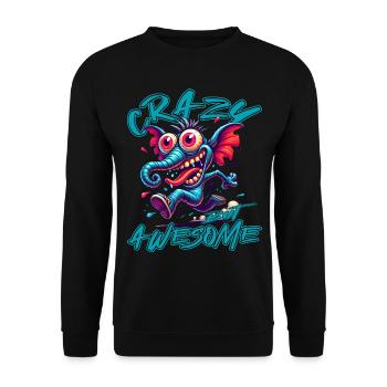 Crazy but Awesome Zebra Comic Style - Unisex Sweatshirt - black - Front - Alina (178cm) & Michal (187cm)