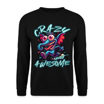 Crazy but Awesome Elefant Comic Stil - Unisex Pullover - Schwarz - Vorne - Alina (178cm) & Michal (187cm)