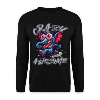 Cute but Crazy Elefant Comic Stil - Unisex Pullover - Schwarz - Vorne - Alina (178cm) & Michal (187cm)