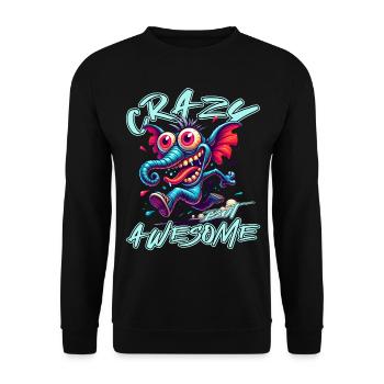 Crazy but Awesome Elefant Comic Stil - Unisex Pullover - Schwarz - Vorne - Alina (178cm) & Michal (187cm)