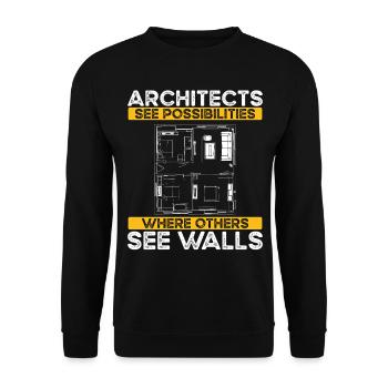 Architekt Architektur Geschenk Architekturstudent - Unisex Pullover - Schwarz - Vorne - Alina (178cm) & Michal (187cm)