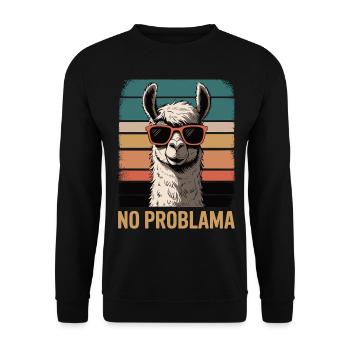 No Problama Llama - Unisex Sweatshirt - black - Front - Alina (178cm) & Michal (187cm)