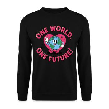 One World, One Future - Unisex Sweatshirt - black - Front - Alina (178cm) & Michal (187cm)