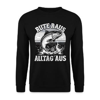 Angeln Angler Fischer Fischen Angel Spruch - Unisex Pullover - Schwarz - Vorne - Alina (178cm) & Michal (187cm)