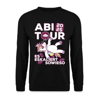 Abi Abschluss 2025 Abitur Abschlussfahrt Abi Tour - Unisex Pullover - Schwarz - Vorne - Alina (178cm) & Michal (187cm)