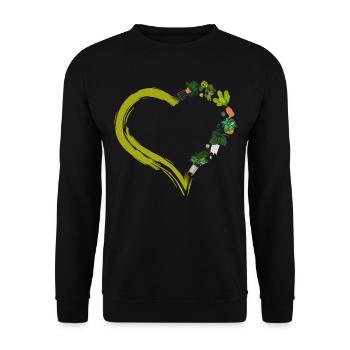 Plant Lover Gardening Heart - Unisex Sweatshirt - black - Front - Alina (178cm) & Michal (187cm)
