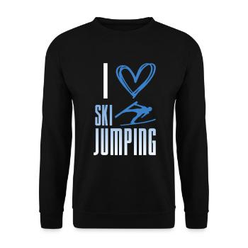 J’adore le saut à ski - sports d’hiver - Sweat-shirt Unisexe - noir - Devant - Alina (178cm) & Michal (187cm)