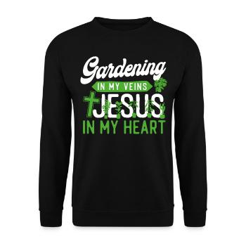 Plant Lover Gardening Jesus Faith - Unisex Sweatshirt - black - Front - Alina (178cm) & Michal (187cm)