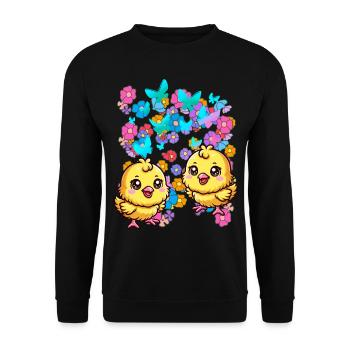Happy Easter Flowers Chick Child Kids Baby Flower - Unisex Sweatshirt - black - Front - Alina (178cm) & Michal (187cm)