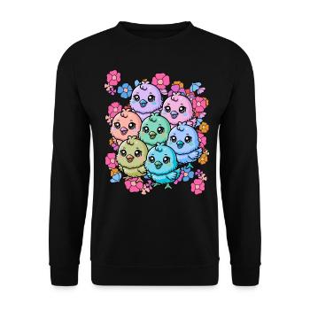 80s 90s Happy Easter Chick Child Kids Baby - Unisex Sweatshirt - black - Front - Alina (178cm) & Michal (187cm)